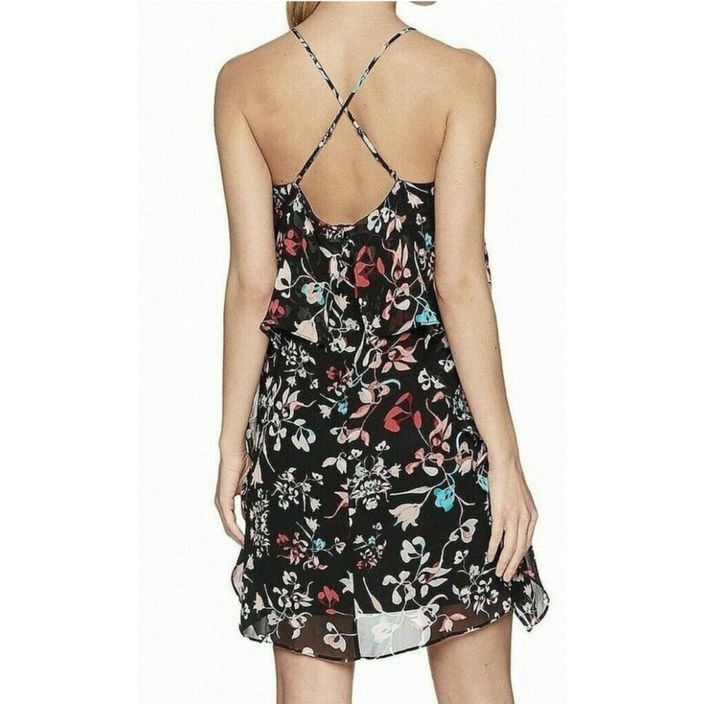 BCBG Max Azria Floral Dress Black Strappy Cottagecore Sz M New